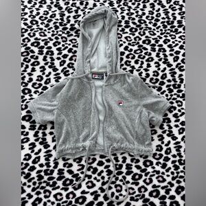 Fila Light Gray Cropped Hoodie